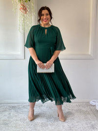Udella Emerald Pleated Dress