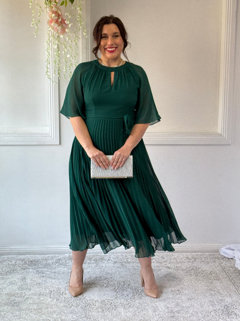 Udella Emerald Pleated Dress