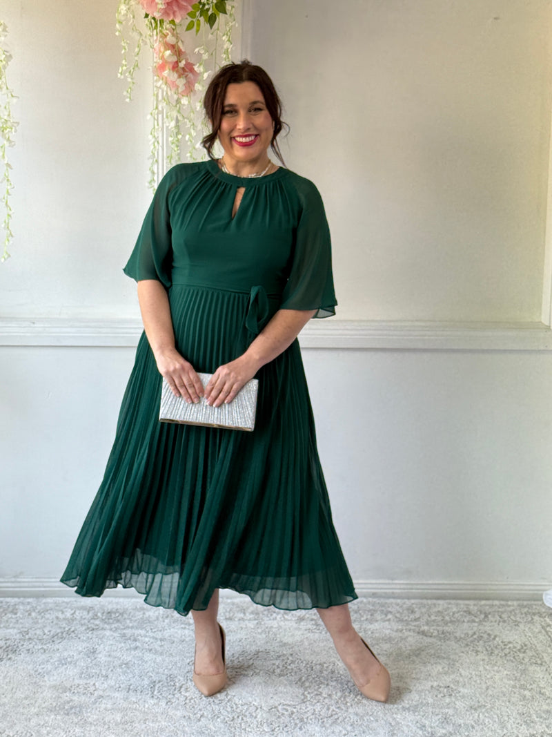 Udella Emerald Pleated Dress