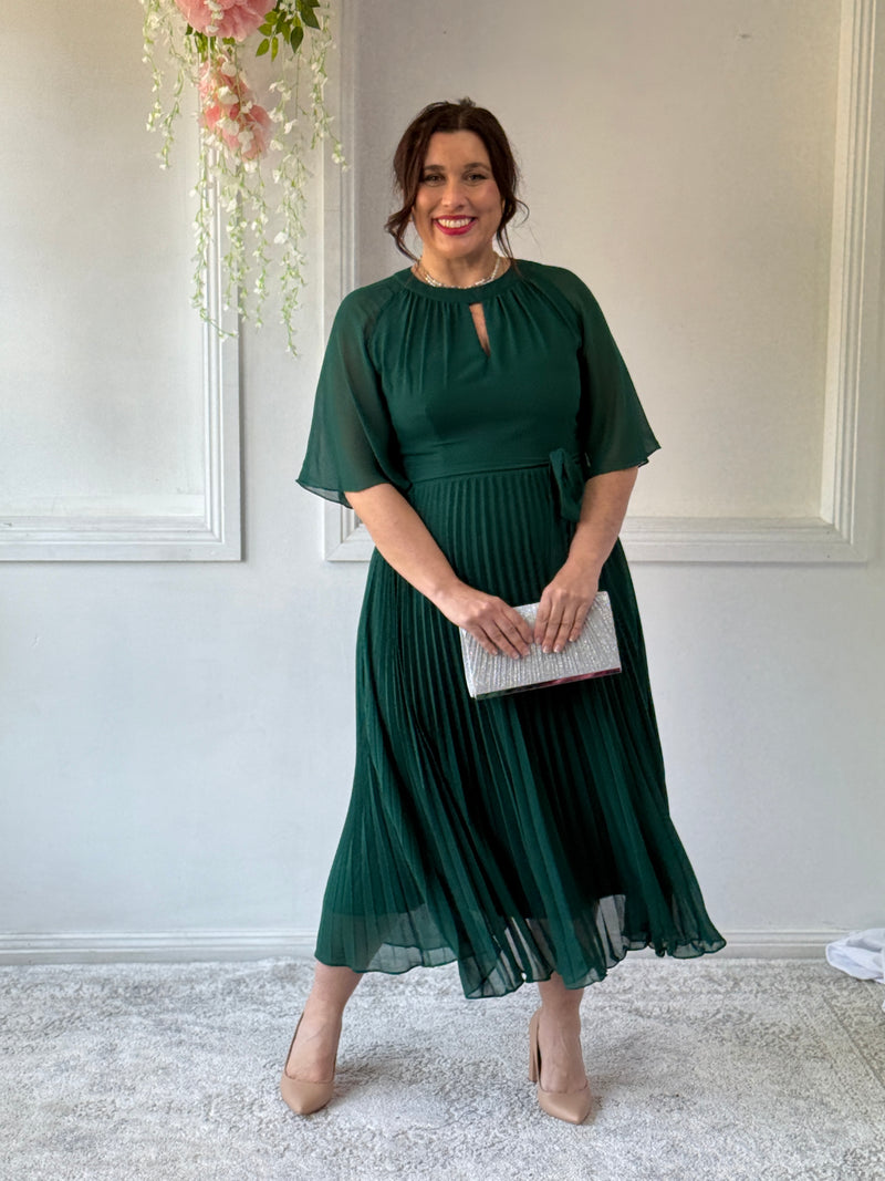 Udella Emerald Pleated Dress