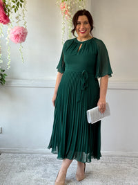 Udella Emerald Pleated Dress