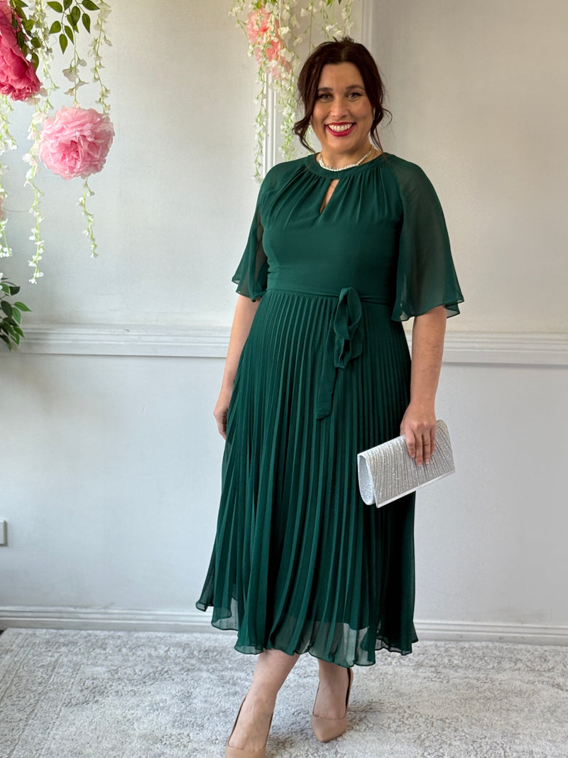 Udella Emerald Pleated Dress