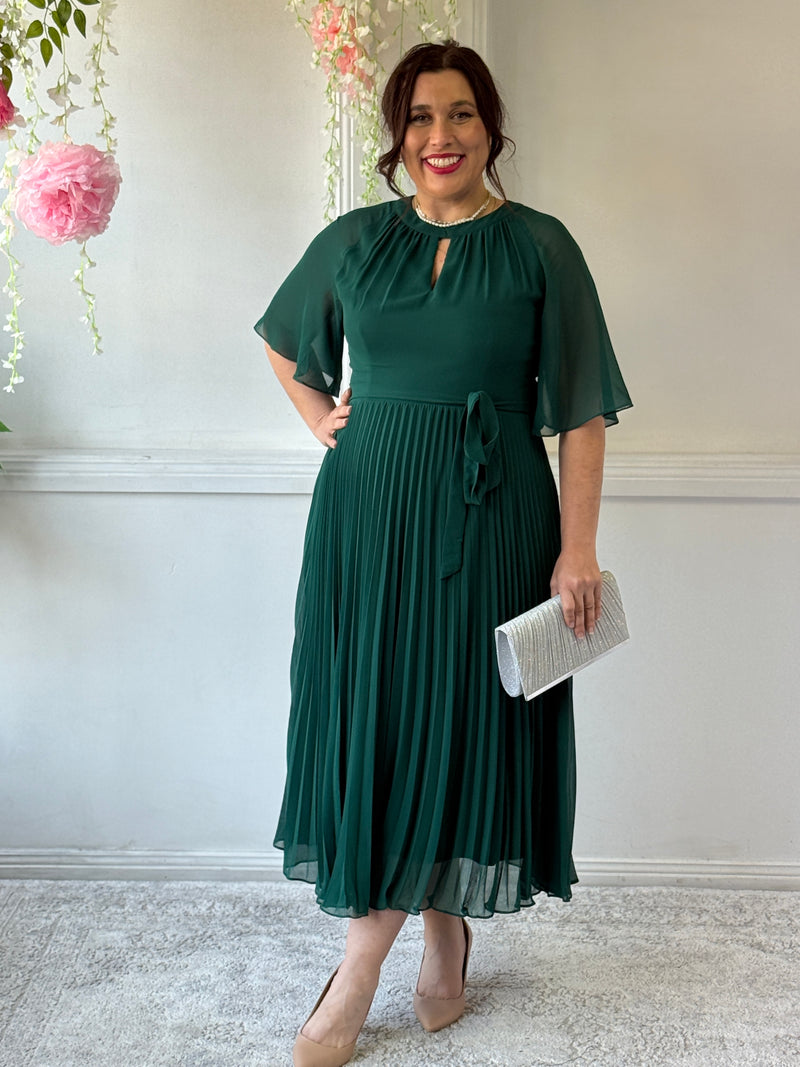 Udella Emerald Pleated Dress