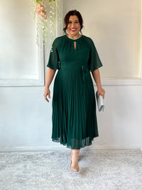 Udella Emerald Pleated Dress