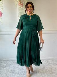 Udella Emerald Pleated Dress