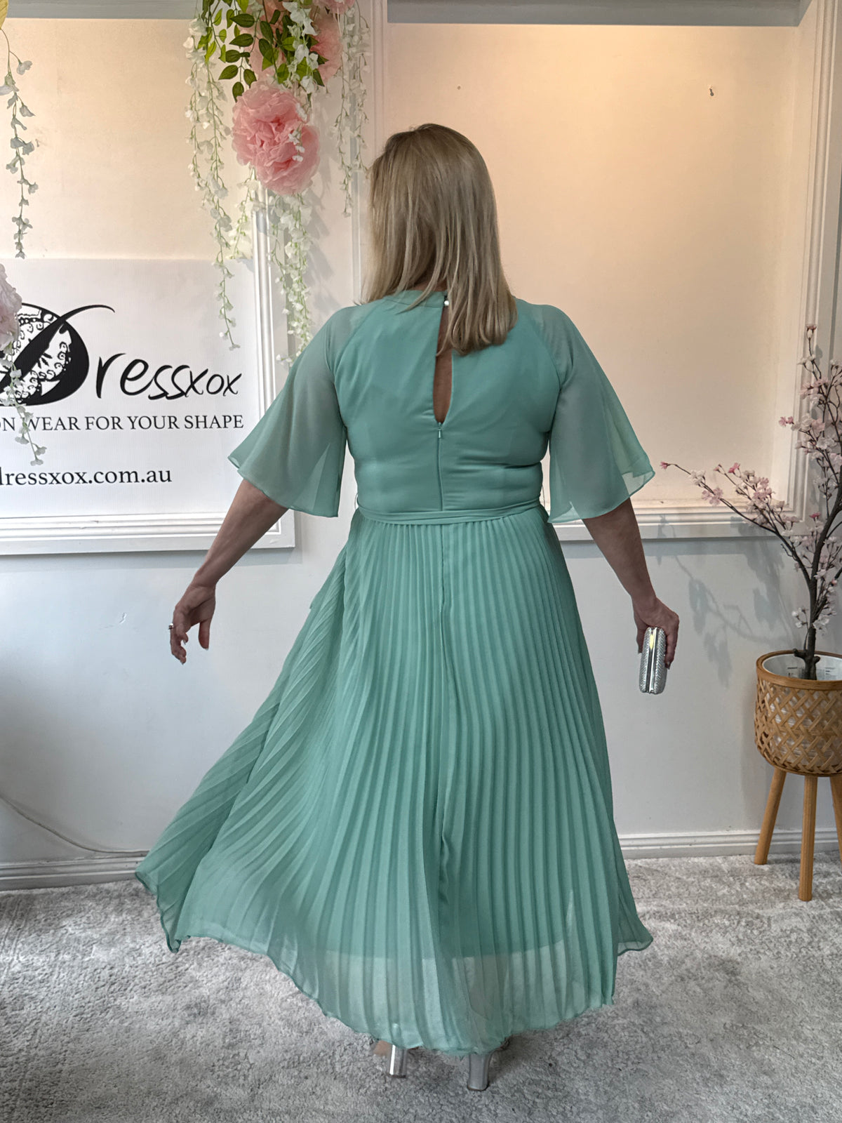 Udella Mint Pleated Dress