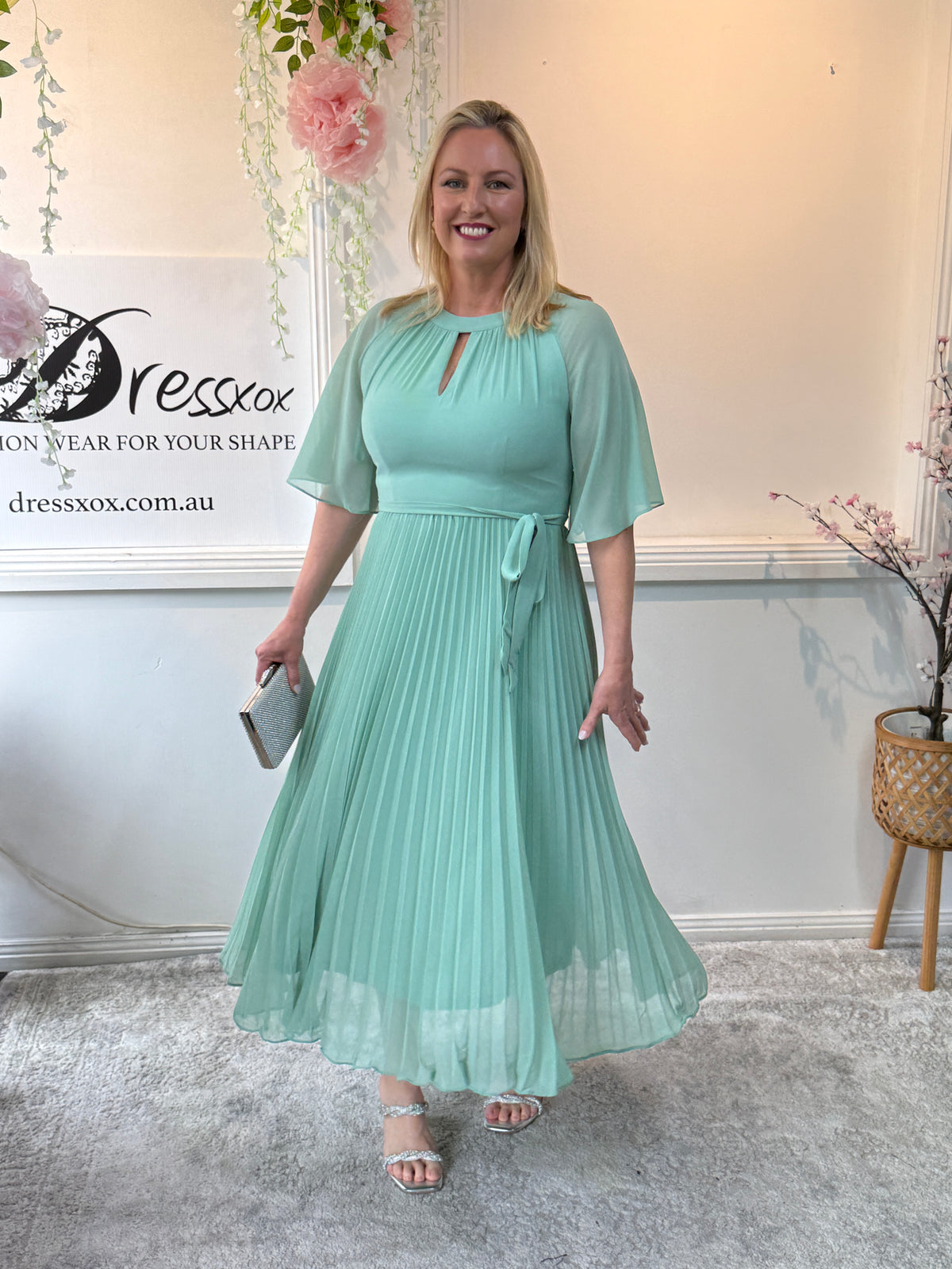 Udella Mint Pleated Dress