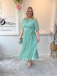 Udella Mint Pleated Dress