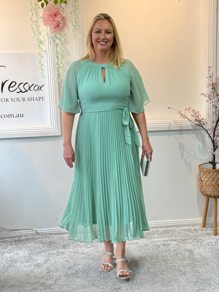Udella Mint Pleated Dress