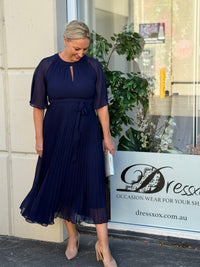 Udella Navy Pleated Dress