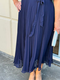 Udella Navy Pleated Dress