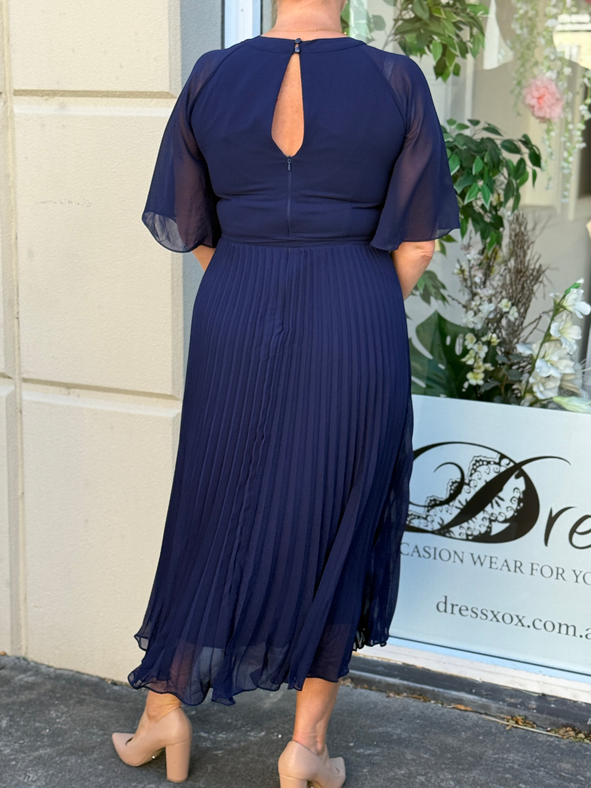 Udella Navy Pleated Dress