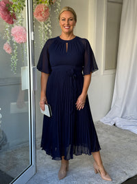 Udella Navy Pleated Dress