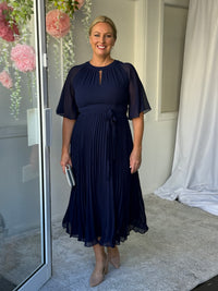 Udella Navy Pleated Dress