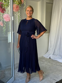 Udella Navy Pleated Dress