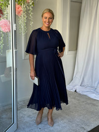 Udella Navy Pleated Dress