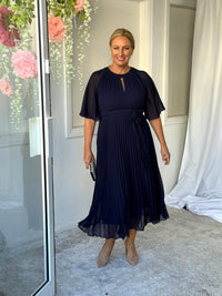 Udella Navy Pleated Dress