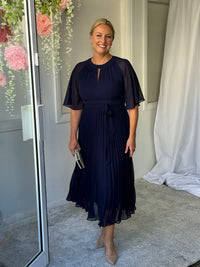 Udella Navy Pleated Dress