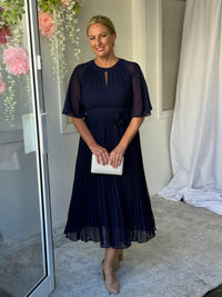 Udella Navy Pleated Dress