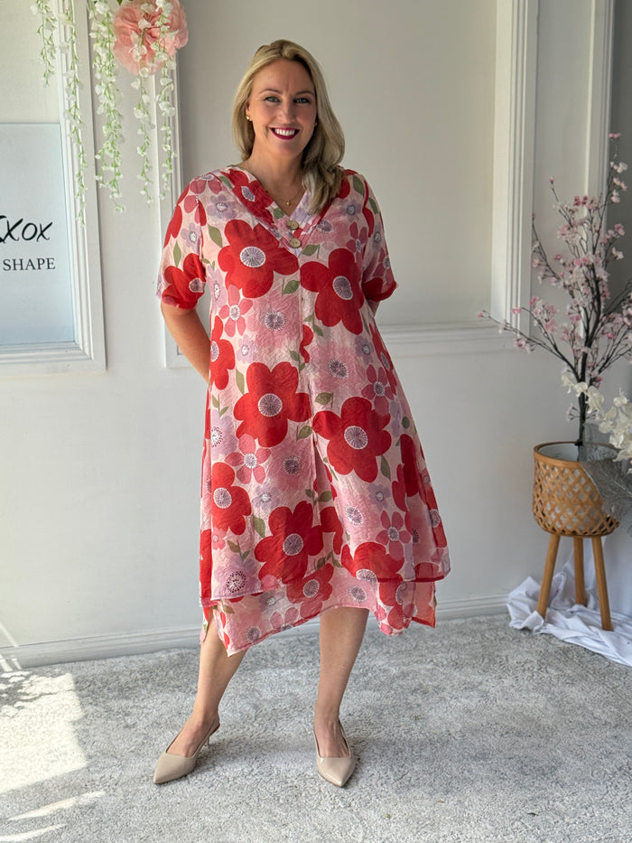 Verona Coral Flower Layering Dress