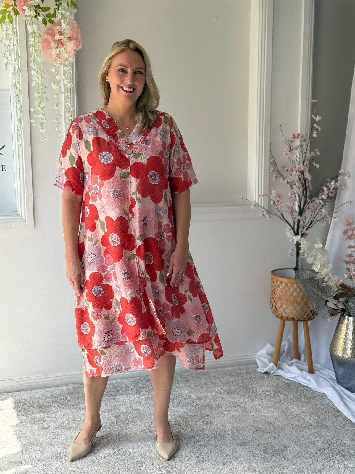 Verona Coral Flower Layering Dress