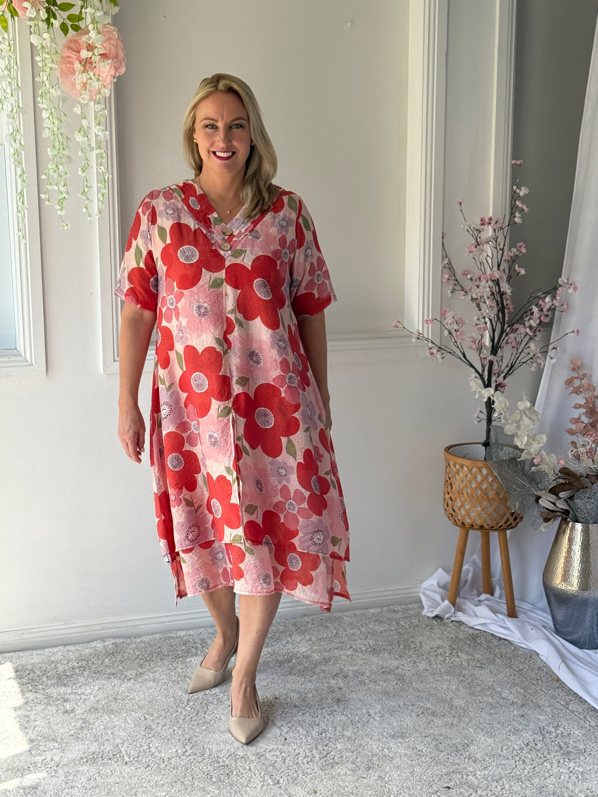 Verona Coral Flower Layering Dress