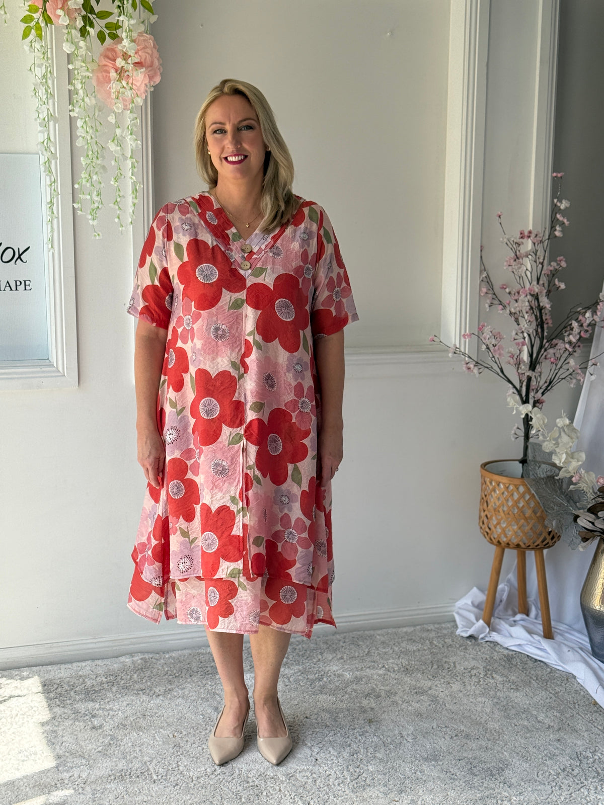 Verona Coral Flower Layering Dress