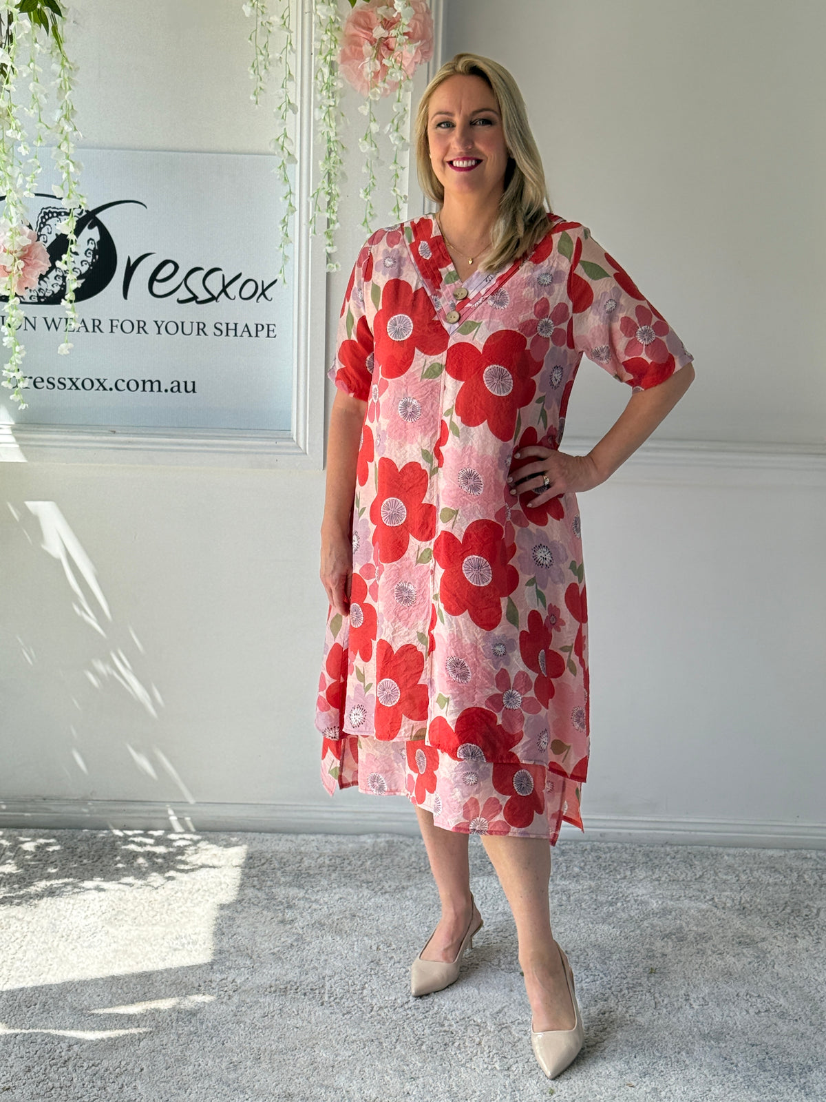 Verona Coral Flower Layering Dress