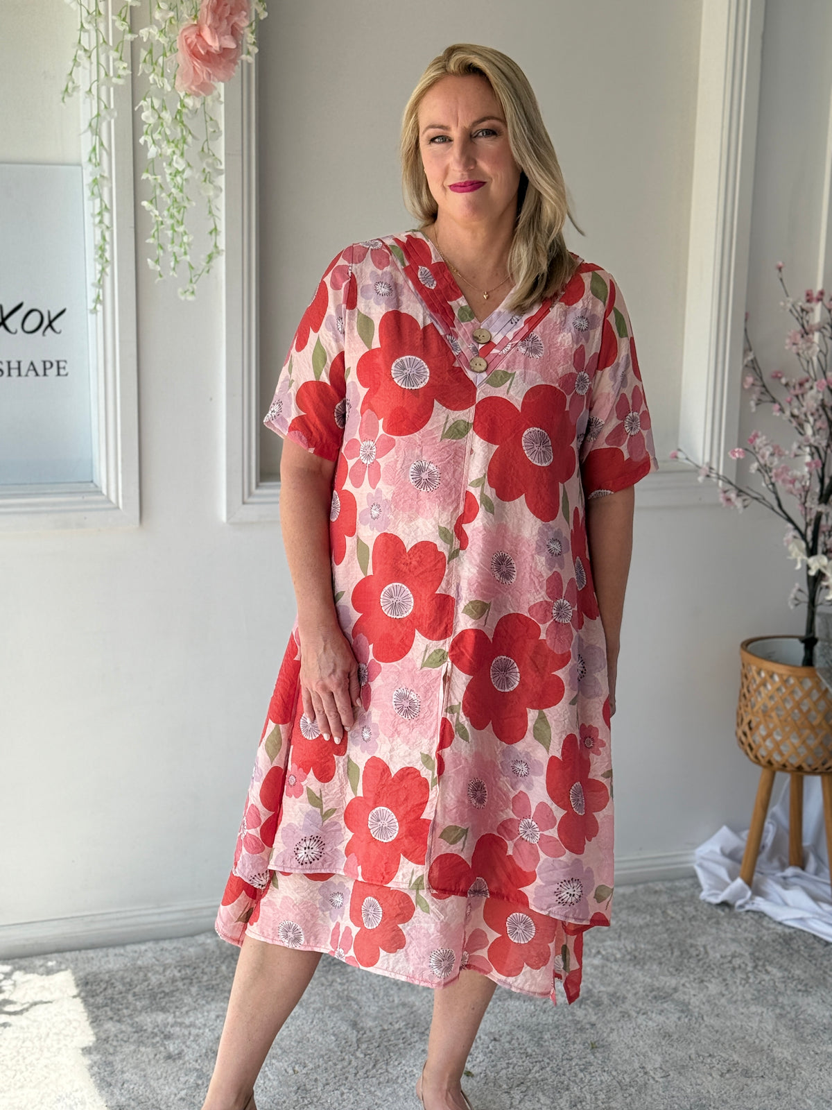 Verona Coral Flower Layering Dress
