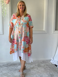 Verona Peach Abstract Layering Dress