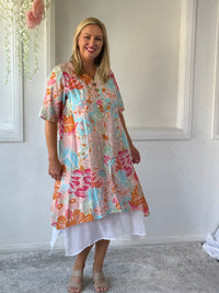 Verona Peach Abstract Layering Dress