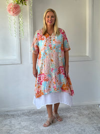 Verona Peach Abstract Layering Dress
