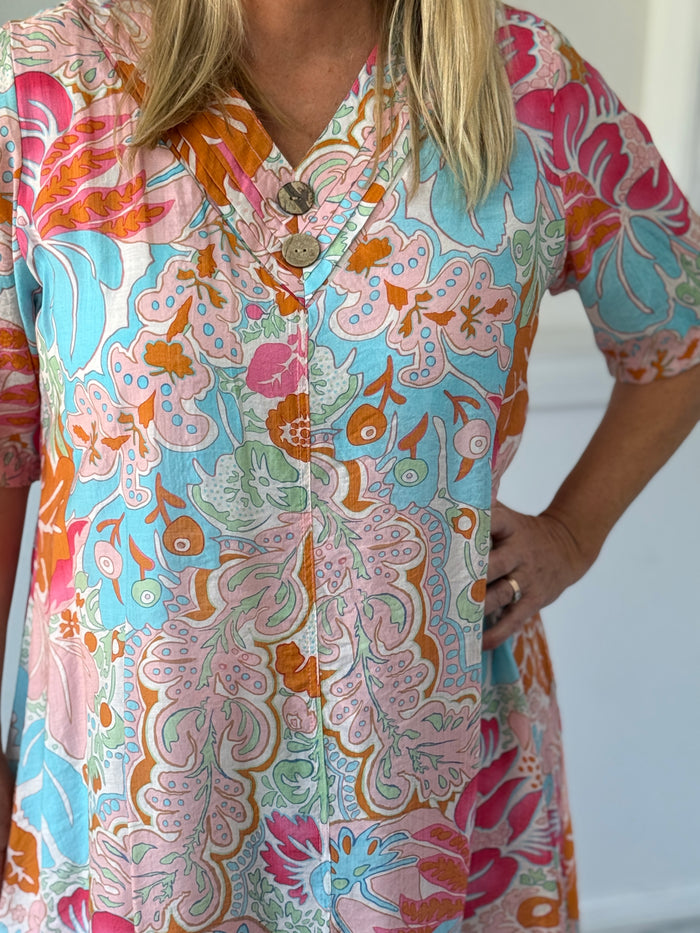 Verona Peach Abstract Layering Dress