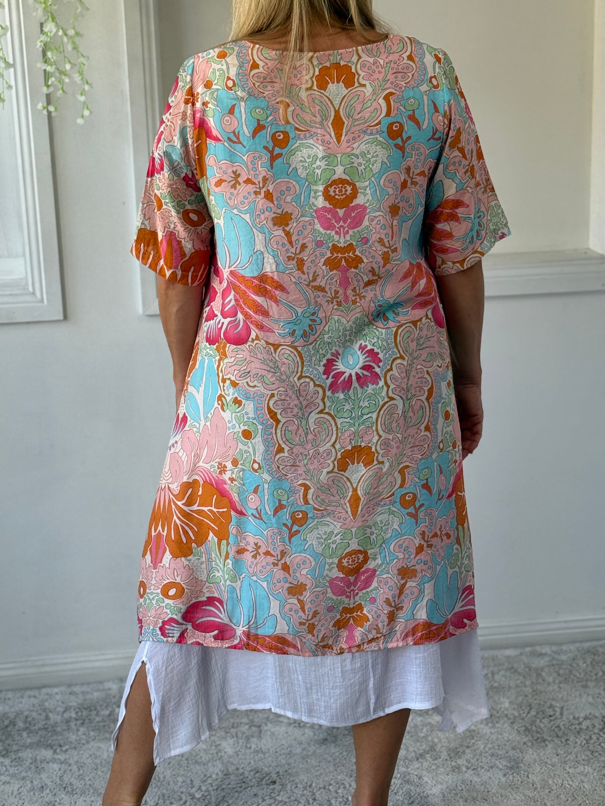 Verona Peach Abstract Layering Dress