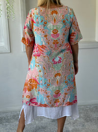 Verona Peach Abstract Layering Dress