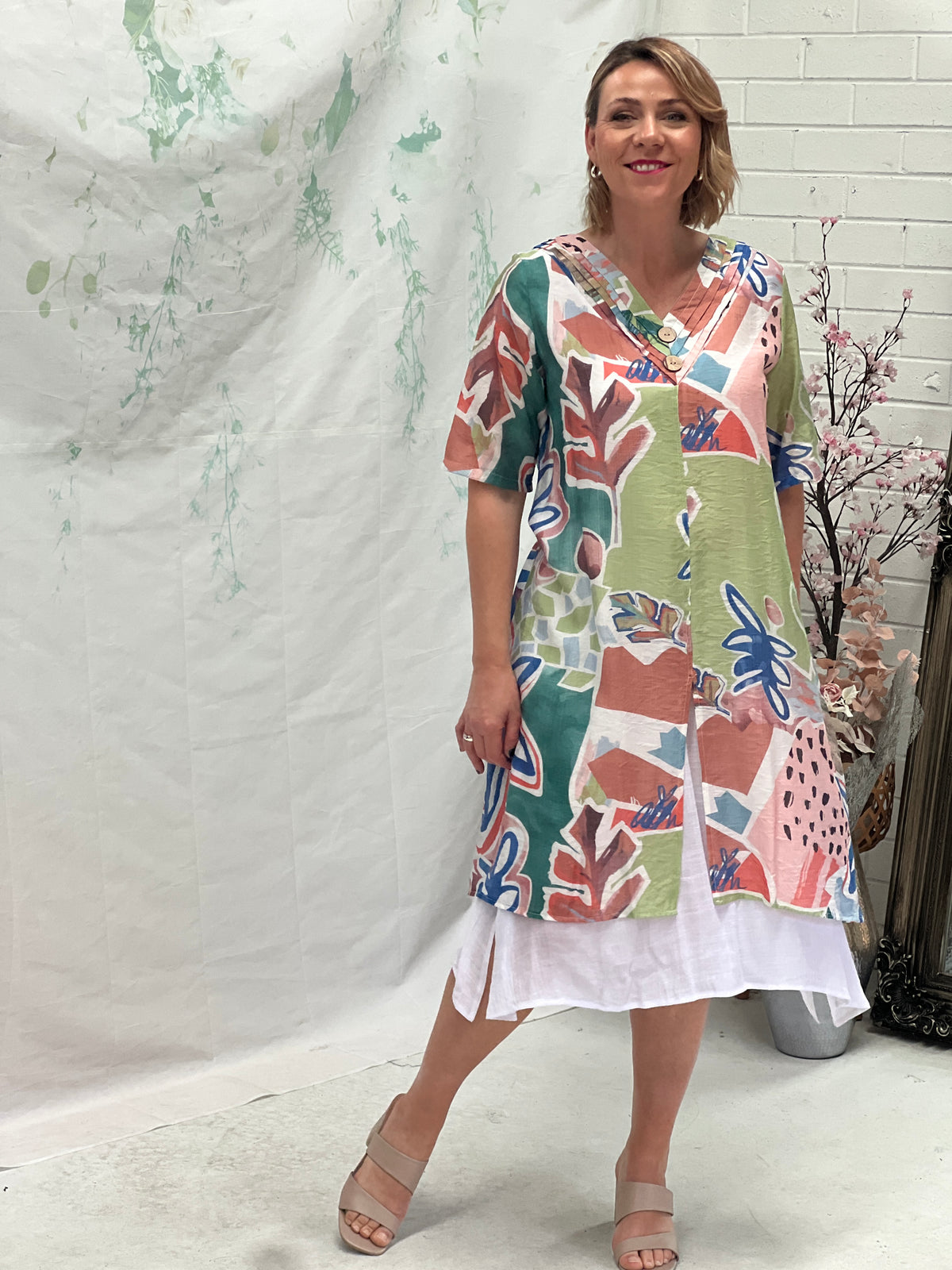 Verona Mint Abstract Layering Dress