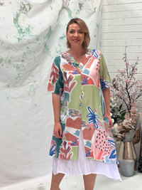 Verona Mint Abstract Layering Dress