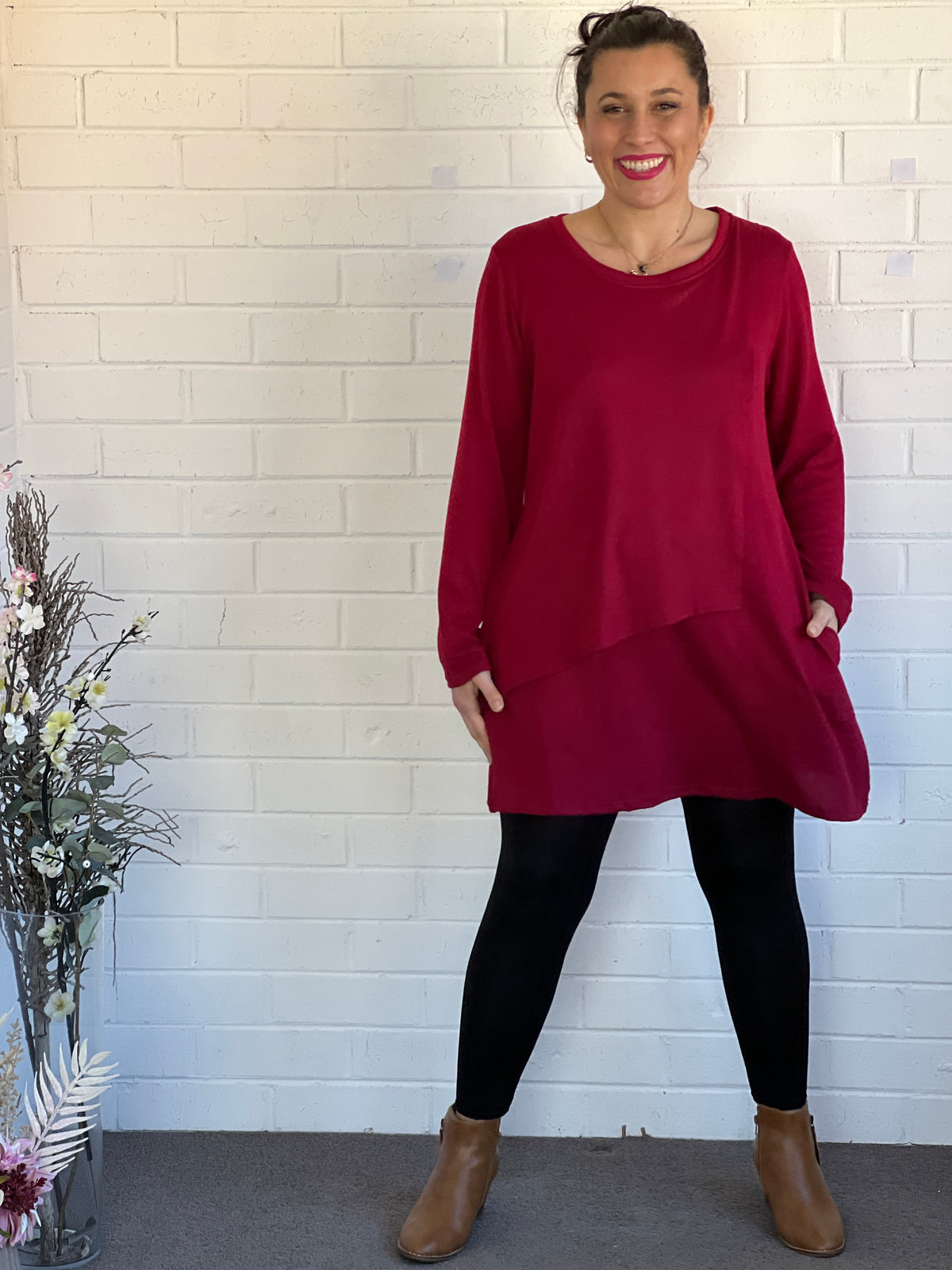 Vesper Burgundy Knit Tunic