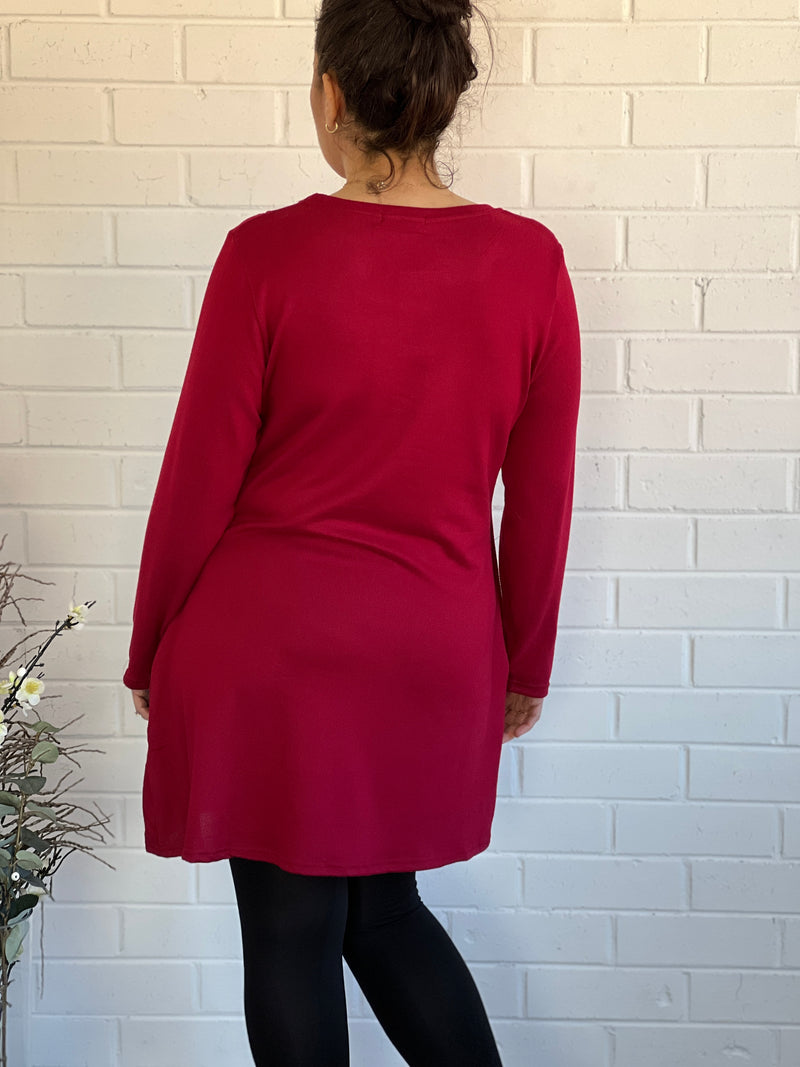 Vesper Burgundy Knit Tunic
