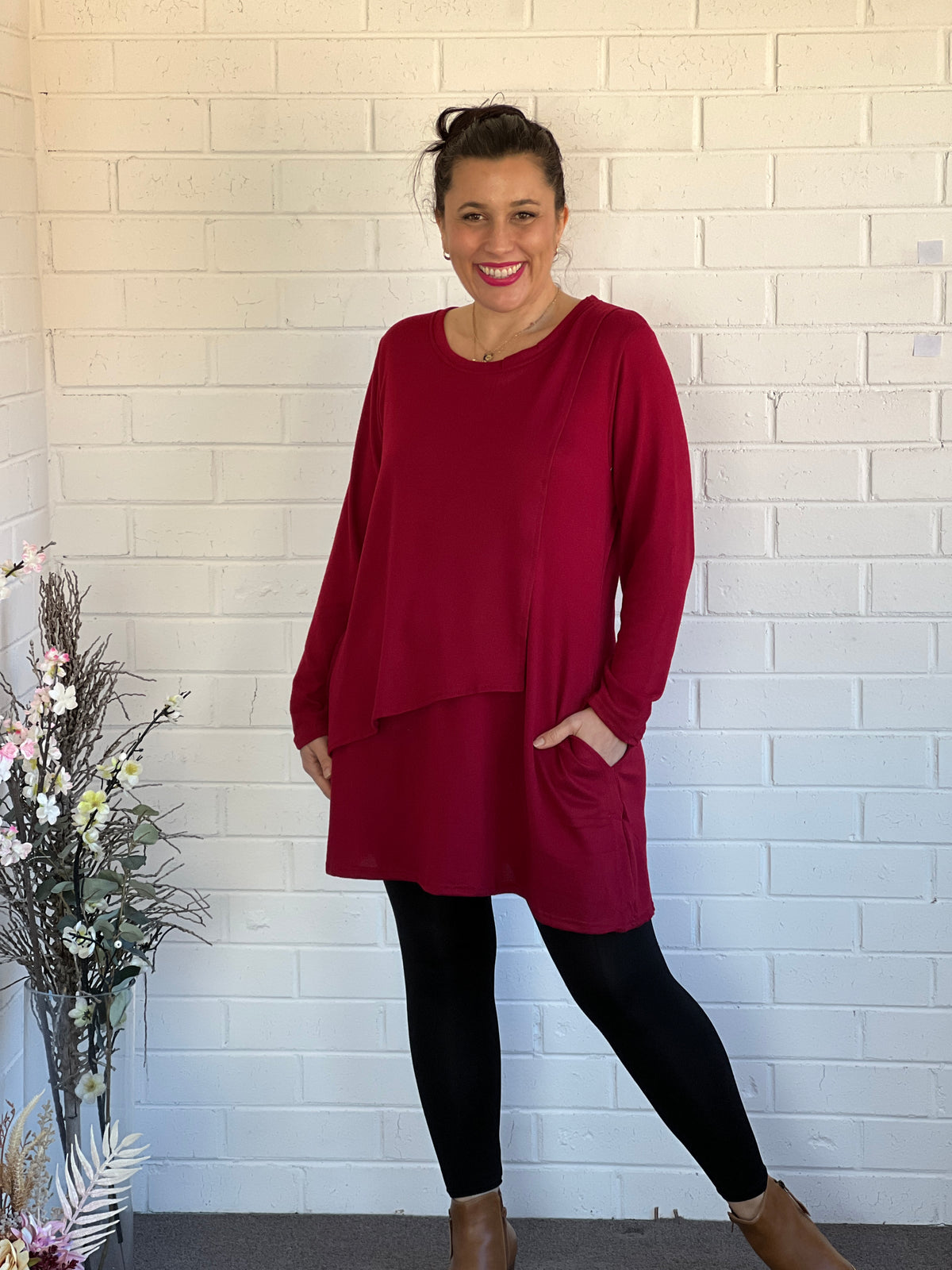 Vesper Burgundy Knit Tunic
