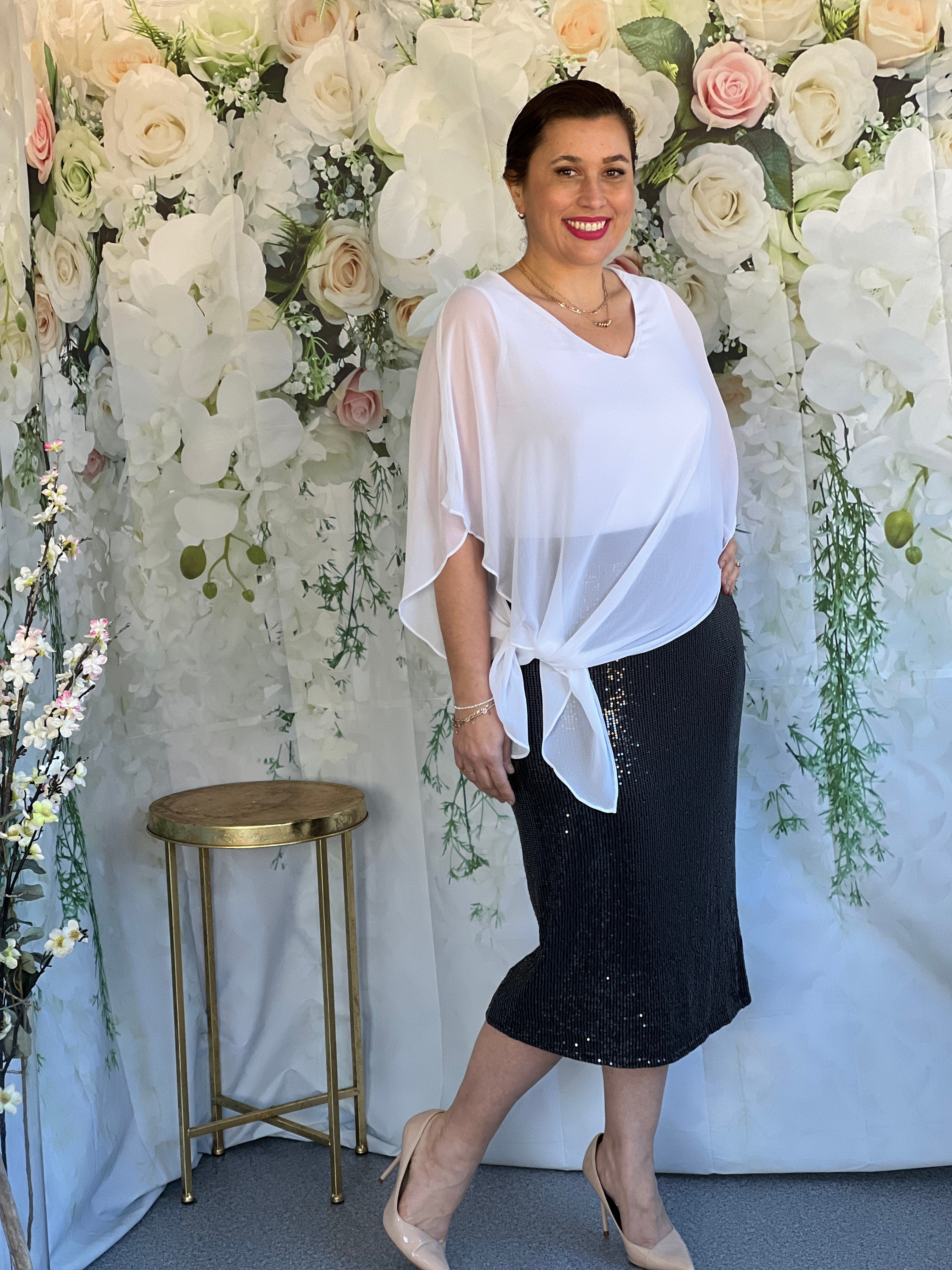 Black and white outlet plus size sequin skirt