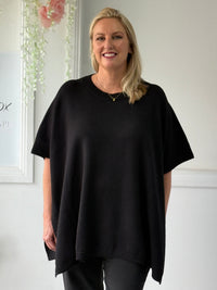 Violet Black Wool Knit Poncho