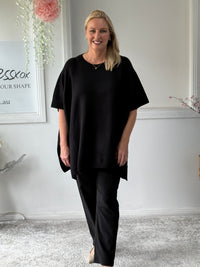 Violet Black Wool Knit Poncho