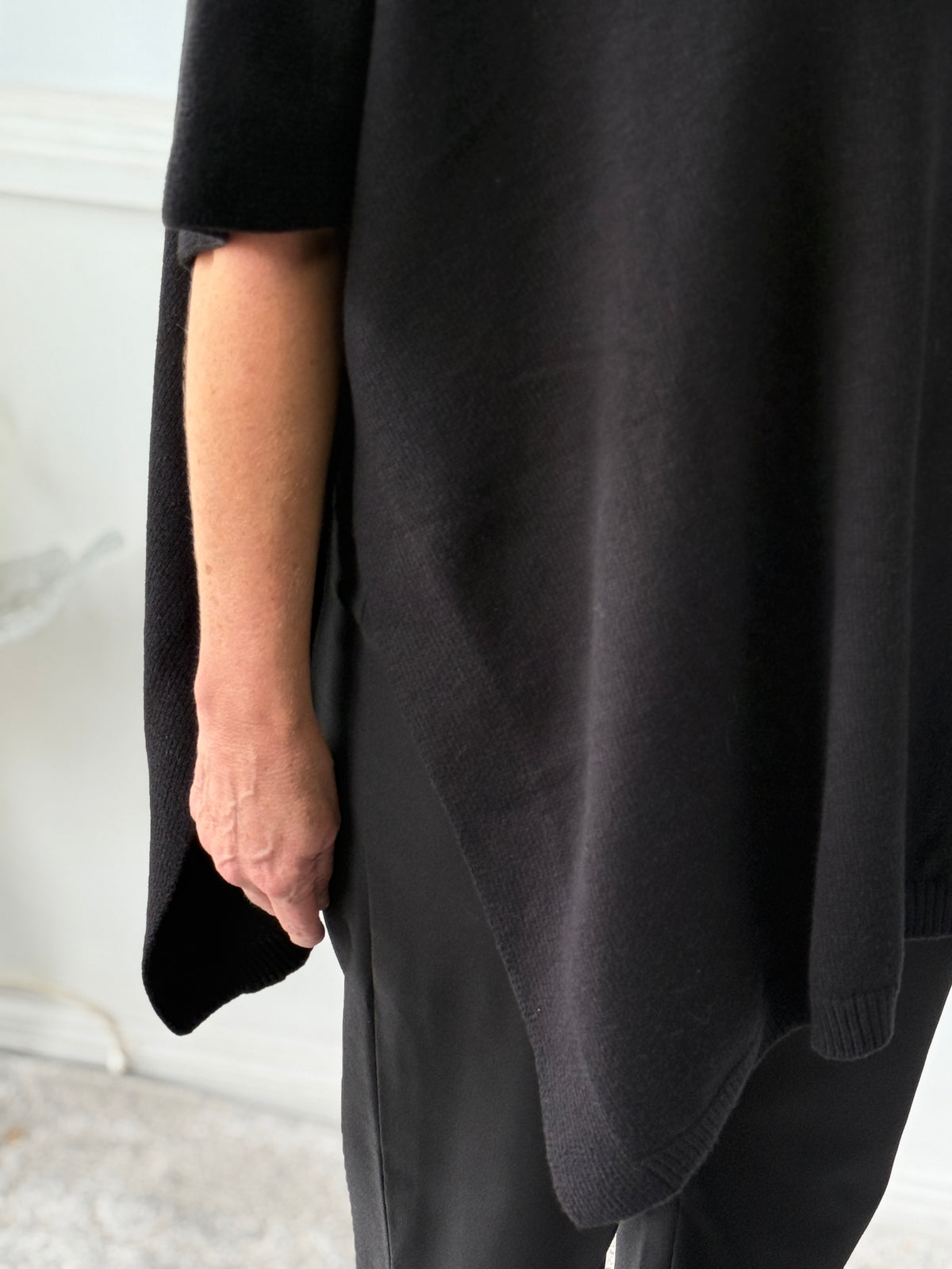 Violet Black Wool Knit Poncho