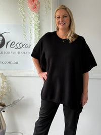 Violet Black Wool Knit Poncho