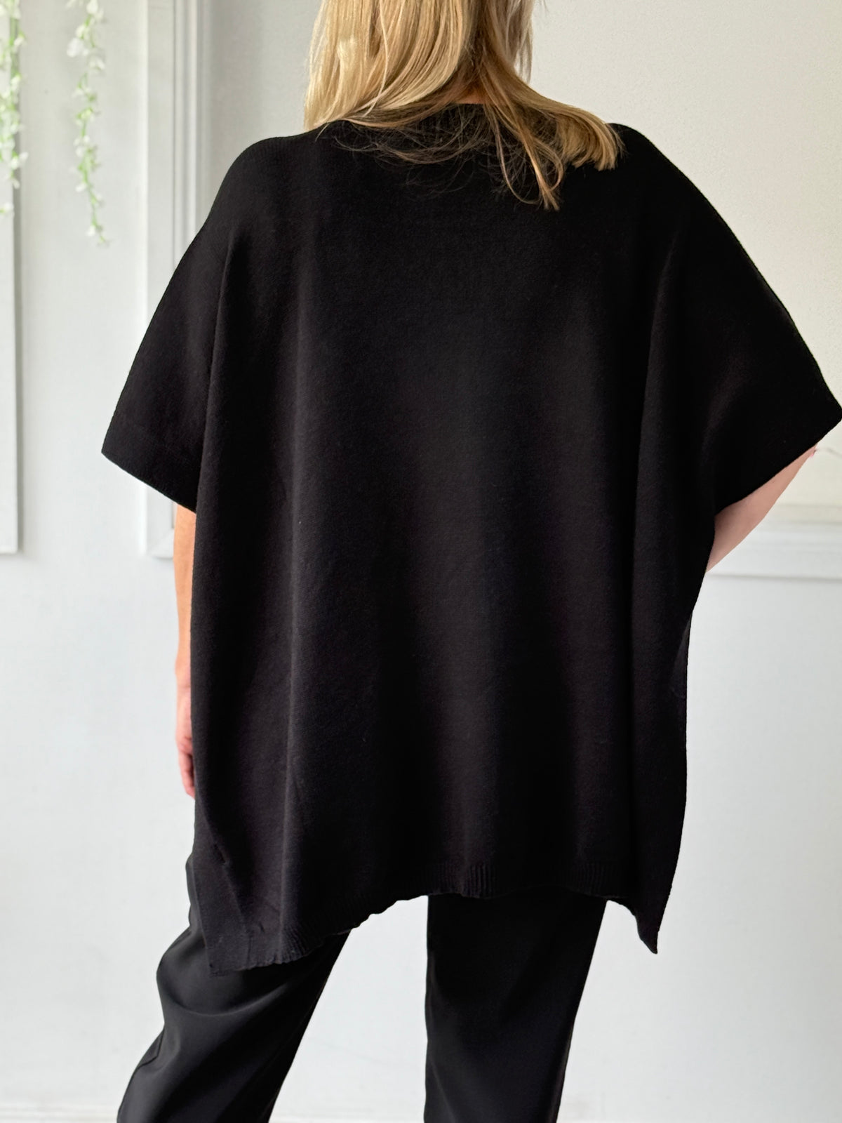 Violet Black Wool Knit Poncho