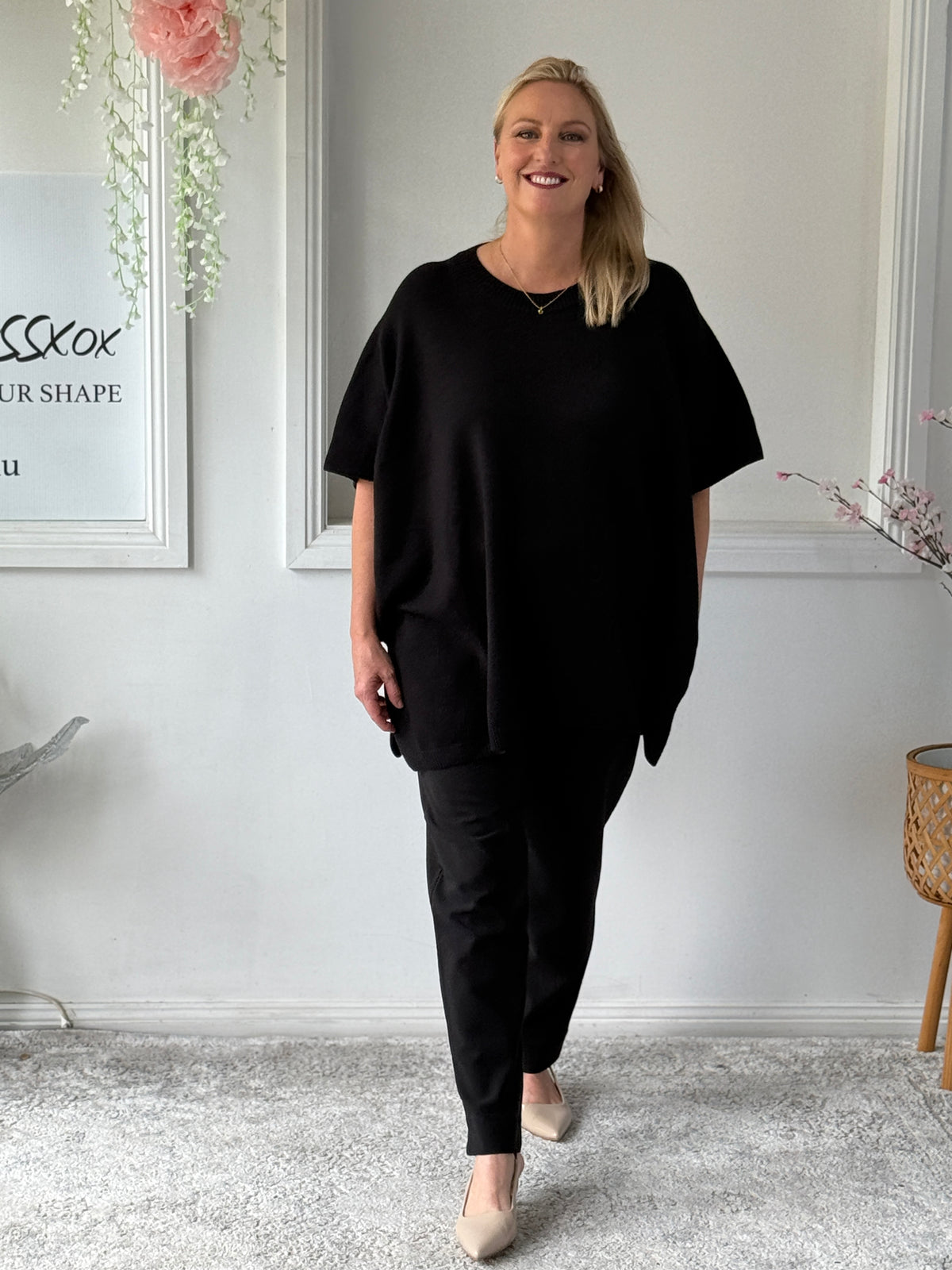 Violet Black Wool Knit Poncho