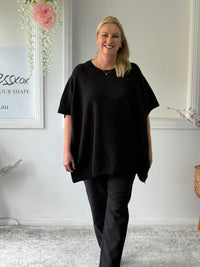 Violet Black Wool Knit Poncho