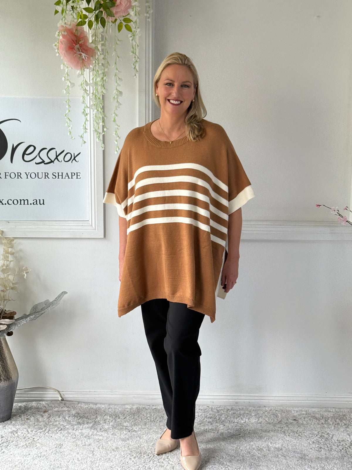 Violet Brown Striped Wool Knit Jumper