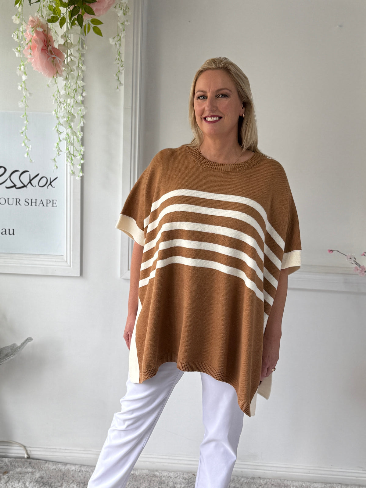 Violet Brown Striped Wool Knit Jumper